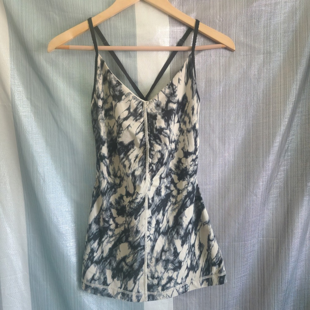 Lululemon‎ Power Y Tank Top Open Your Heart Marble Tie Dye Shelf Bra 6 Yoga Gym